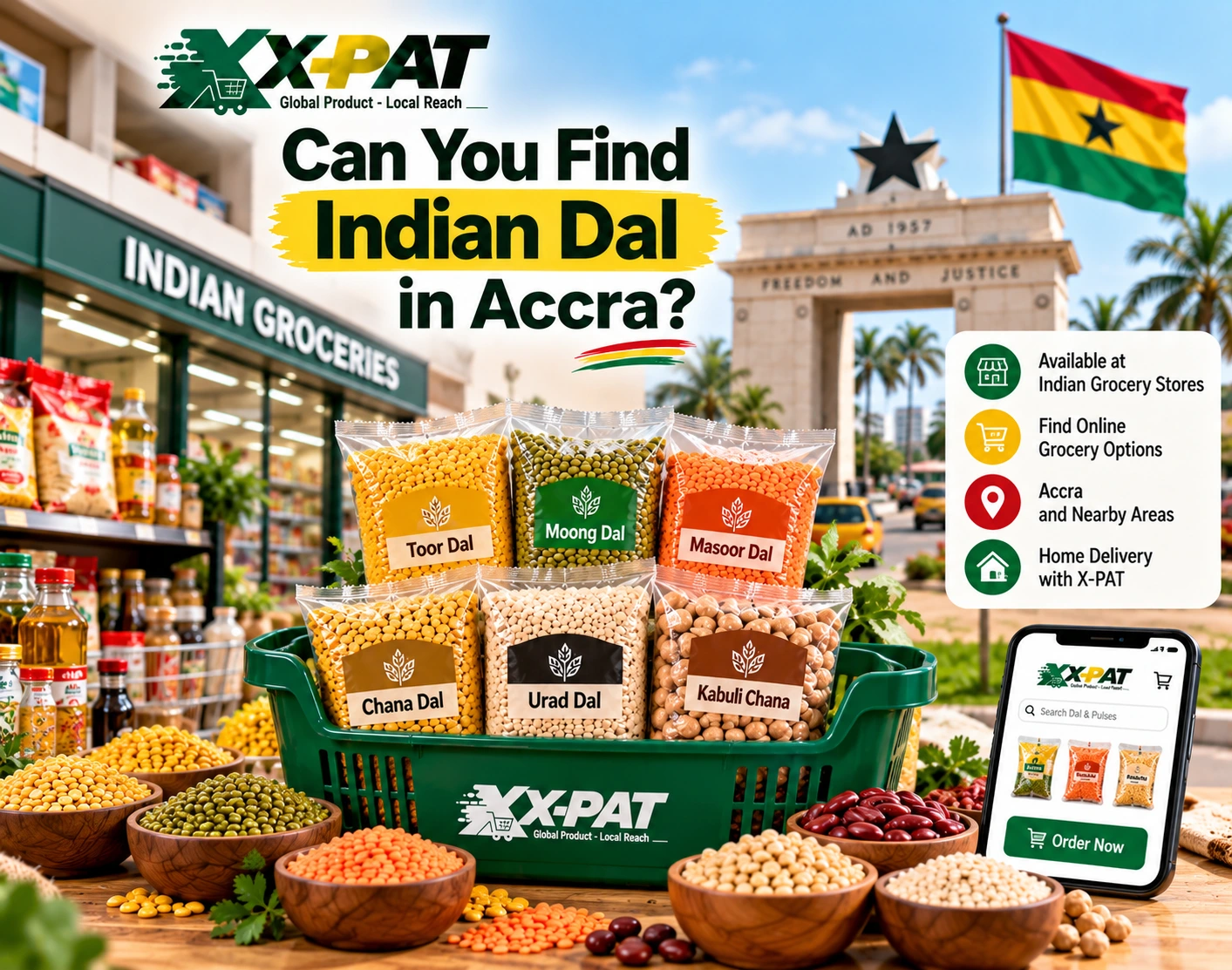 Indian dal in Accra Ghana including toor moong masoor chana and urad dal