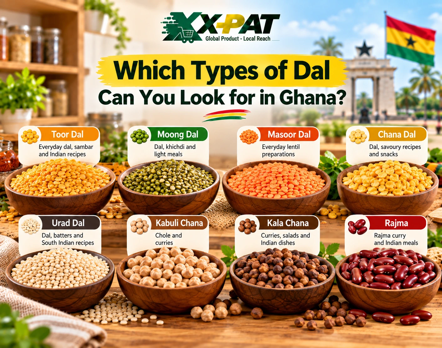 Types of dal in Ghana including toor moong masoor chana urad dal chickpeas and rajma